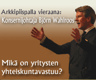 Arkkipiispalla vieraana: Bjrn Wahlroos. Mik on uritysten yhteiskuntavastuu? Kuva: Kimmo Nyyssnen