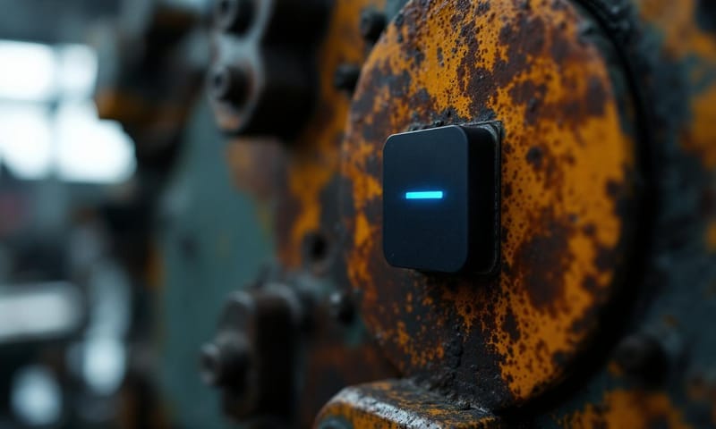 古い機械に取り付けられた、新しいセンサー