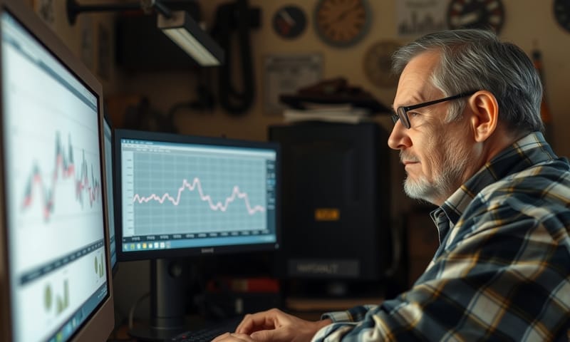 シンプルなグラフをじっと見つめる現場の責任者