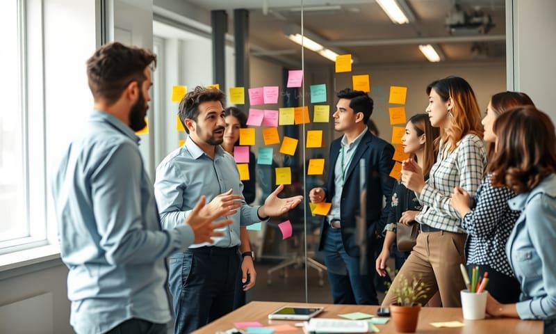 代理店との活発なワークショップ風景。良いアイデアは会議室の熱気から生まれる。