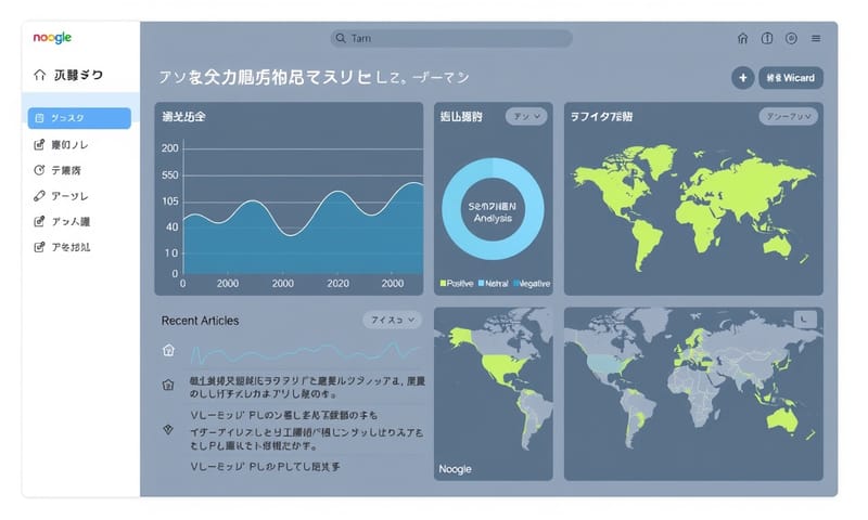 広報担当者が使うモニタリングツールのダッシュボード画面のイメージ