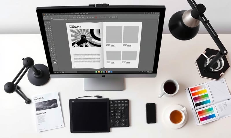 デザイナーの作業環境の俯瞰ショット