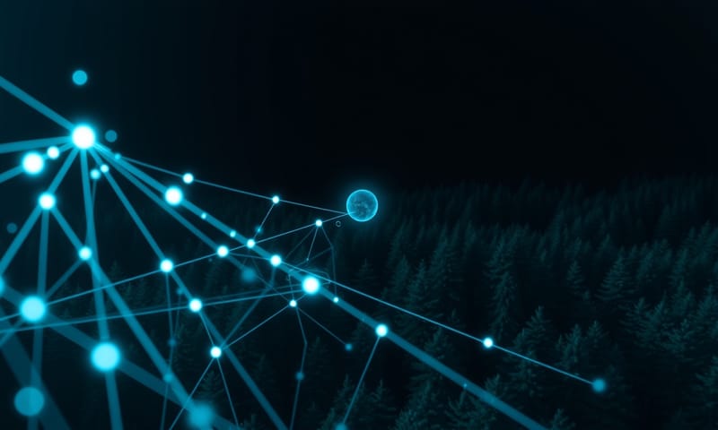 AIが森の隅々まで監視するイメージ