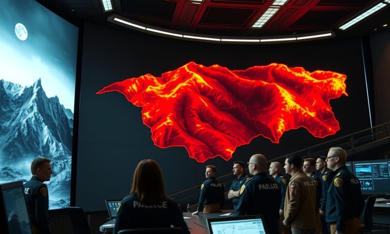 AIの予測を元に作戦を立てる未来の防災センター