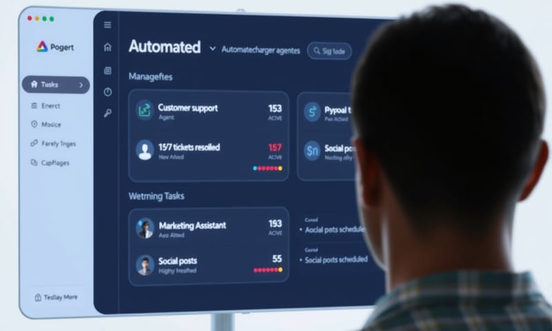AIエージェントが自律的にタスクを処理しているダッシュボード