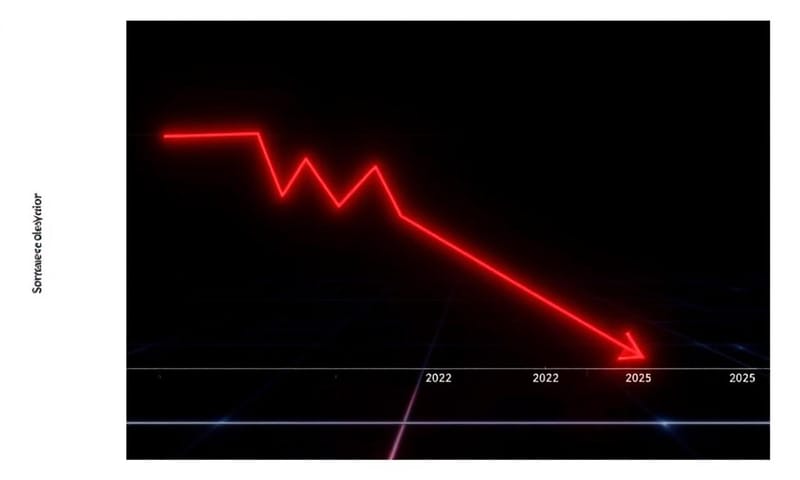 AIによる雇用の減少を示唆する抽象的なグラフ
