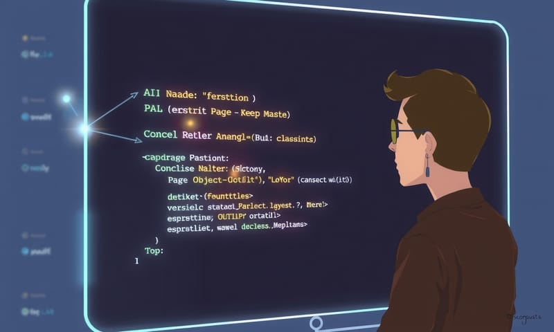 AIがPOMのコード構造を構築している様子のイメージ