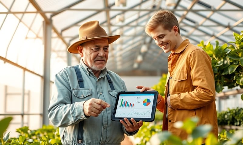 未来の農業のワンシーン：世代を超えてデータを活用する様子