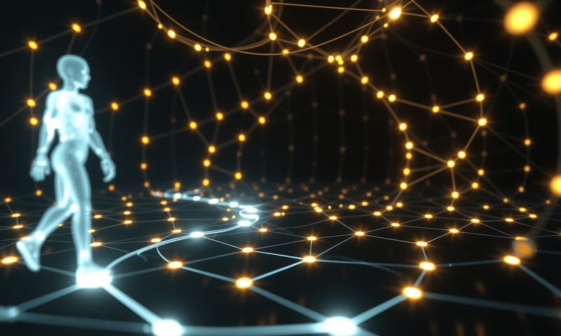 AIが記憶を「散歩」する様子のイメージ