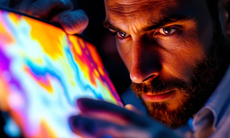 OLEDパネルの品質を精密に検査する様子