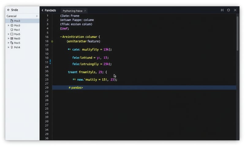 コードエディタ上で、2つの特徴量を掛け合わせて新しい交互作用項を作成している様子