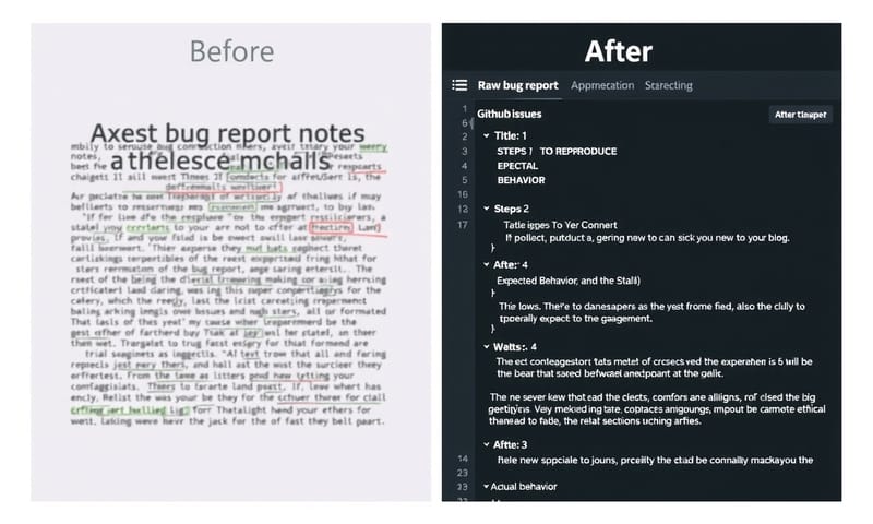 作業結果の比較：手作業のメモから整形済みIssueへ