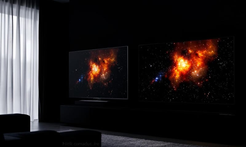 暗い部屋での「黒」の表現力の違い（イメージ）