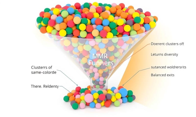 MMRが良い感じに候補をフィルタリングして再ランク付けしてくれる概念図