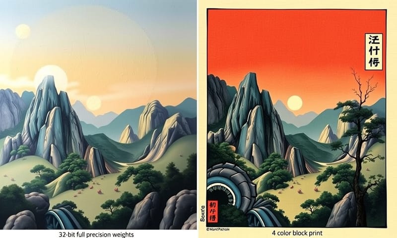 量子化のコンセプト：高解像度の油絵を、スタイリッシュな4色版画に変換する