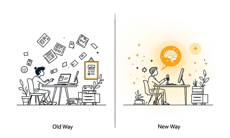 仕事の進め方の変化：人間が汗水たらす時代から、AIに指示する時代へ