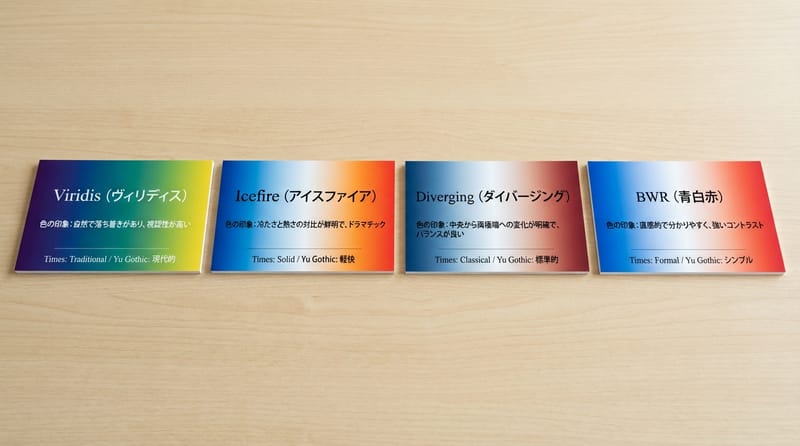 配色・フォント選択の違いまとめ（Lazy card）