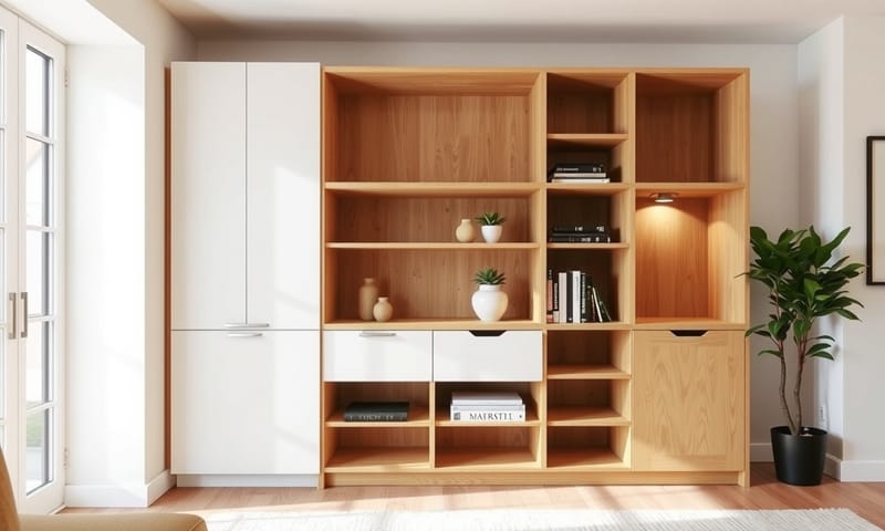 結合開放層板與抽屜，是平衡美感與預算的好方法。