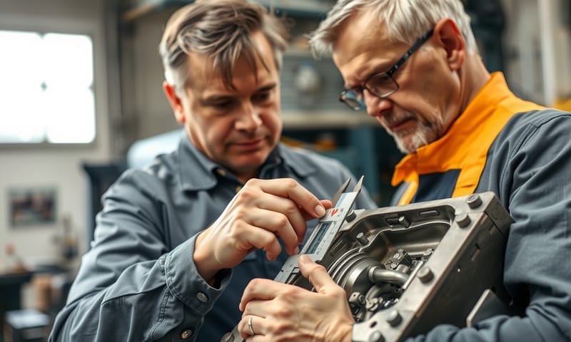 工廠師傅正在校對模具