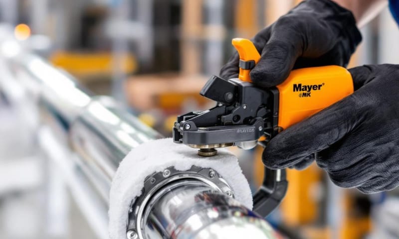 師傅正在處理管端，準備進行壓接