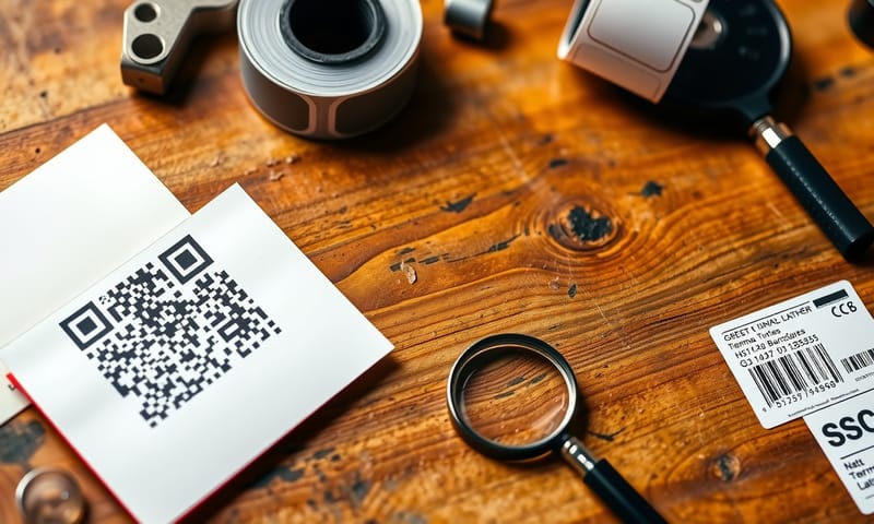 不同材質與類型的條碼標籤並列，展現其質感與應用差異。