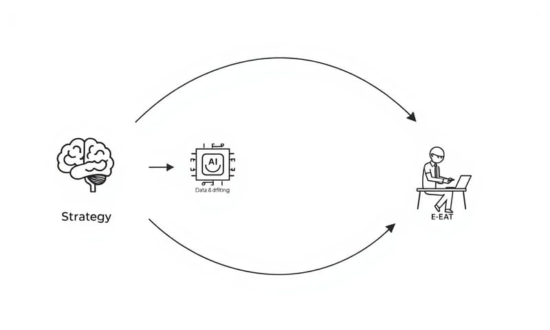 理想的 AI 與人類協作流程示意圖。