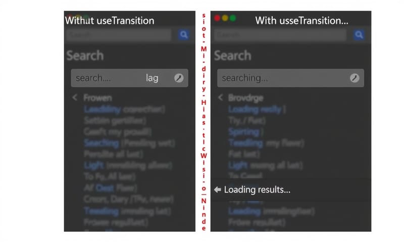 使用 useTransition 前後，使用者輸入體驗的對照