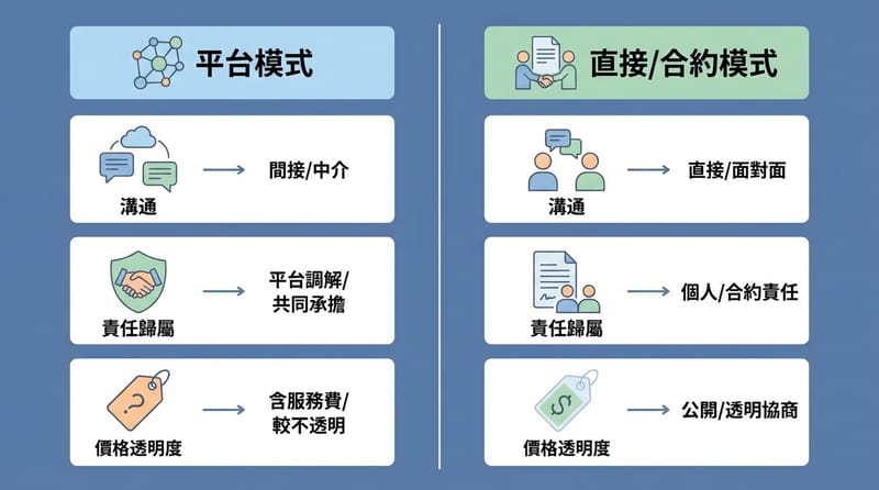 平台式 vs 直營/專案式：差異常常不在清不乾淨，而在「誰負責」