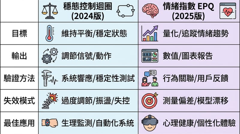 圖 4（Comparison Chart）：控制迴路取向 vs. 指數量化取向，一眼看差異