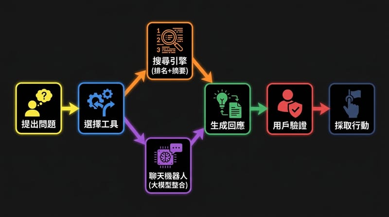 核心機制圖：你問同一句話，工具在背後做了什麼