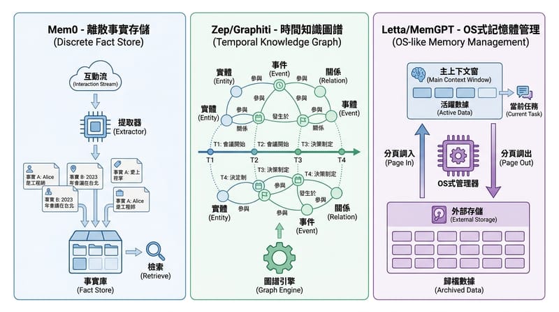 概念總覽：三種「memory」其實對應三種不同的寫入與取回策略