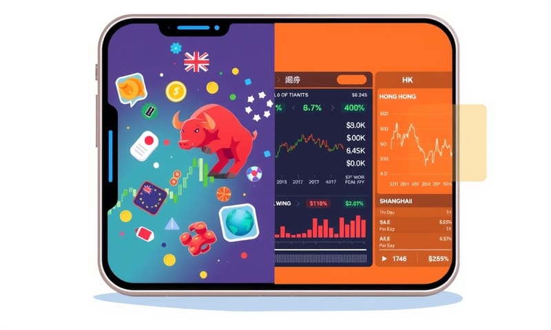 香港與美國學生投資文化對比概念圖