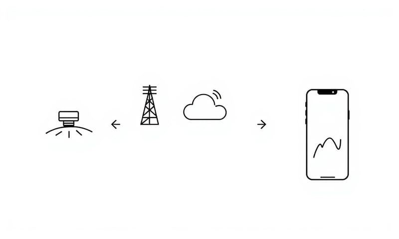 智慧農業資料流的極簡示意圖
