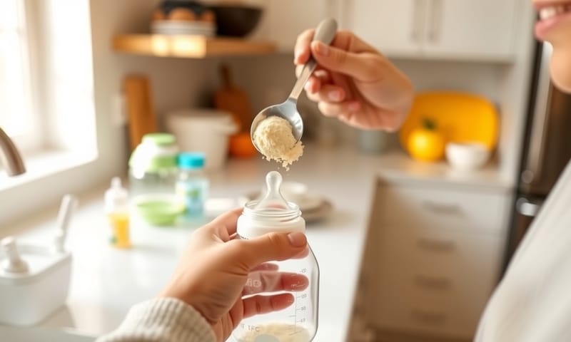 使用情境：將初乳奶粉加入寶寶的奶瓶中