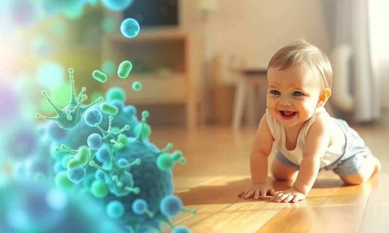 示意圖：健康的腸道菌群與寶寶的活力