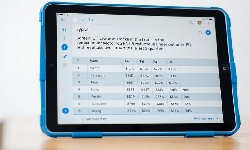 使用 AI 助理進行股票篩選的介面示意