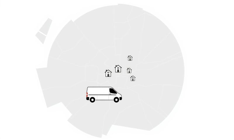 服務區域商家在地圖上顯示的是範圍，而不是單一地點