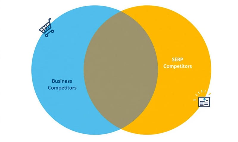 業務對手 vs. SERP對手的概念示意圖