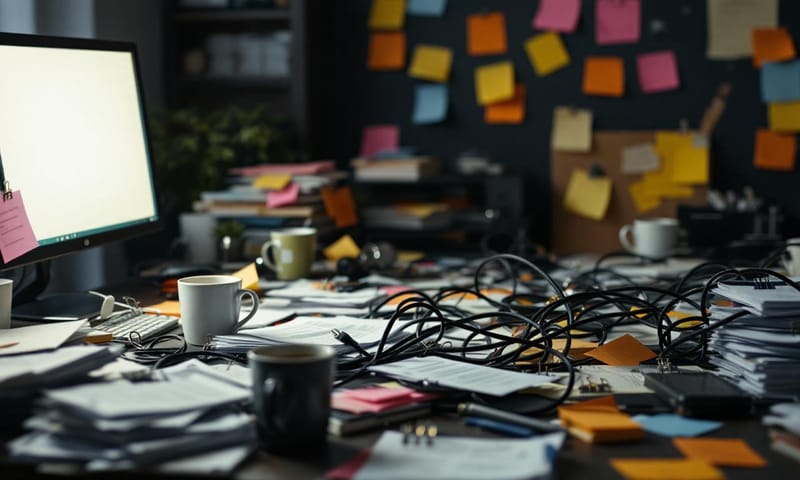 訊號出現：代表混亂與瓶頸的辦公場景