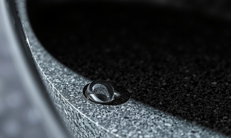 花崗岩水槽的表面質地與疏水效果特寫