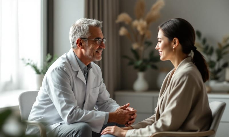 中醫看診示意：重點在於全面的身體狀況溝通，而不只是看皮膚表面。