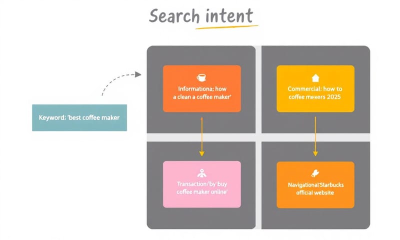 使用者搜尋意圖與內容主題的對應關係示意圖