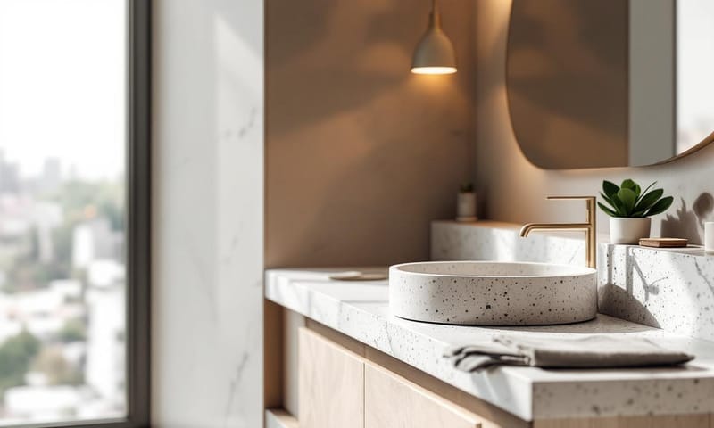 水磨石材質在現代浴室中的實際應用