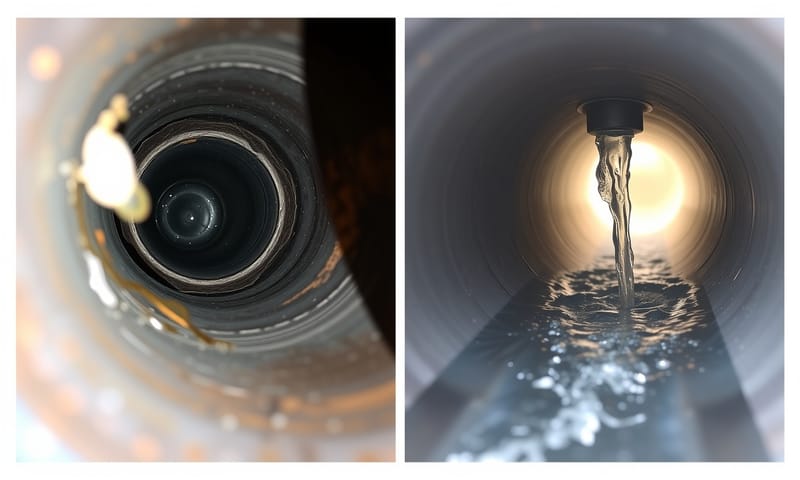 清潔前後的水管內部對比