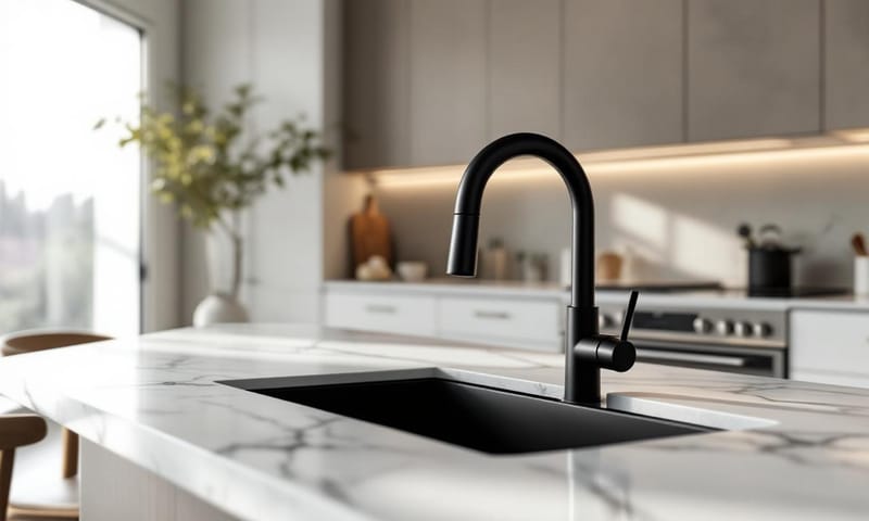 石英水槽與中島檯面整合的視覺效果