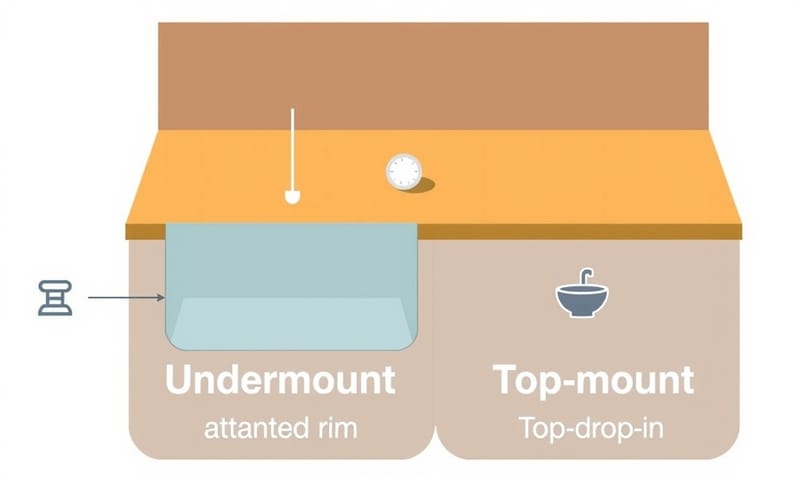 下嵌式與上嵌式安裝工法示意
