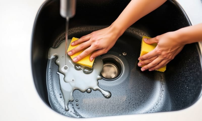 花崗岩水槽的清潔與保養示意