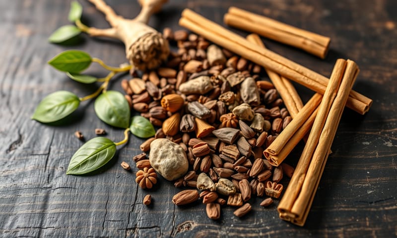 常用於關節保健的中藥材平鋪展示