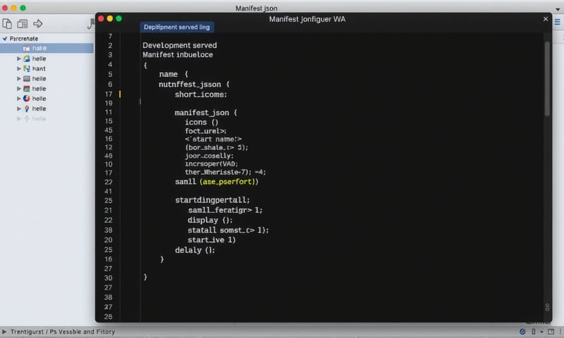 開發環境示意：VS Code 中的 Manifest.json 檔案