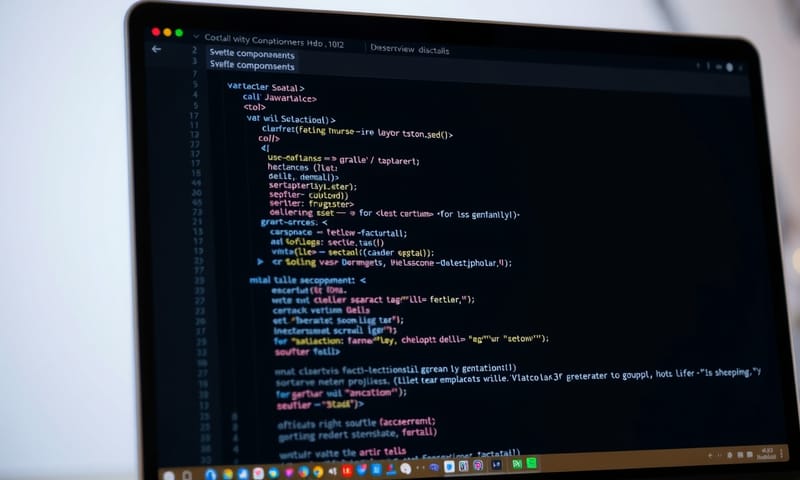 在程式編輯器中撰寫 Svelte 程式碼的畫面